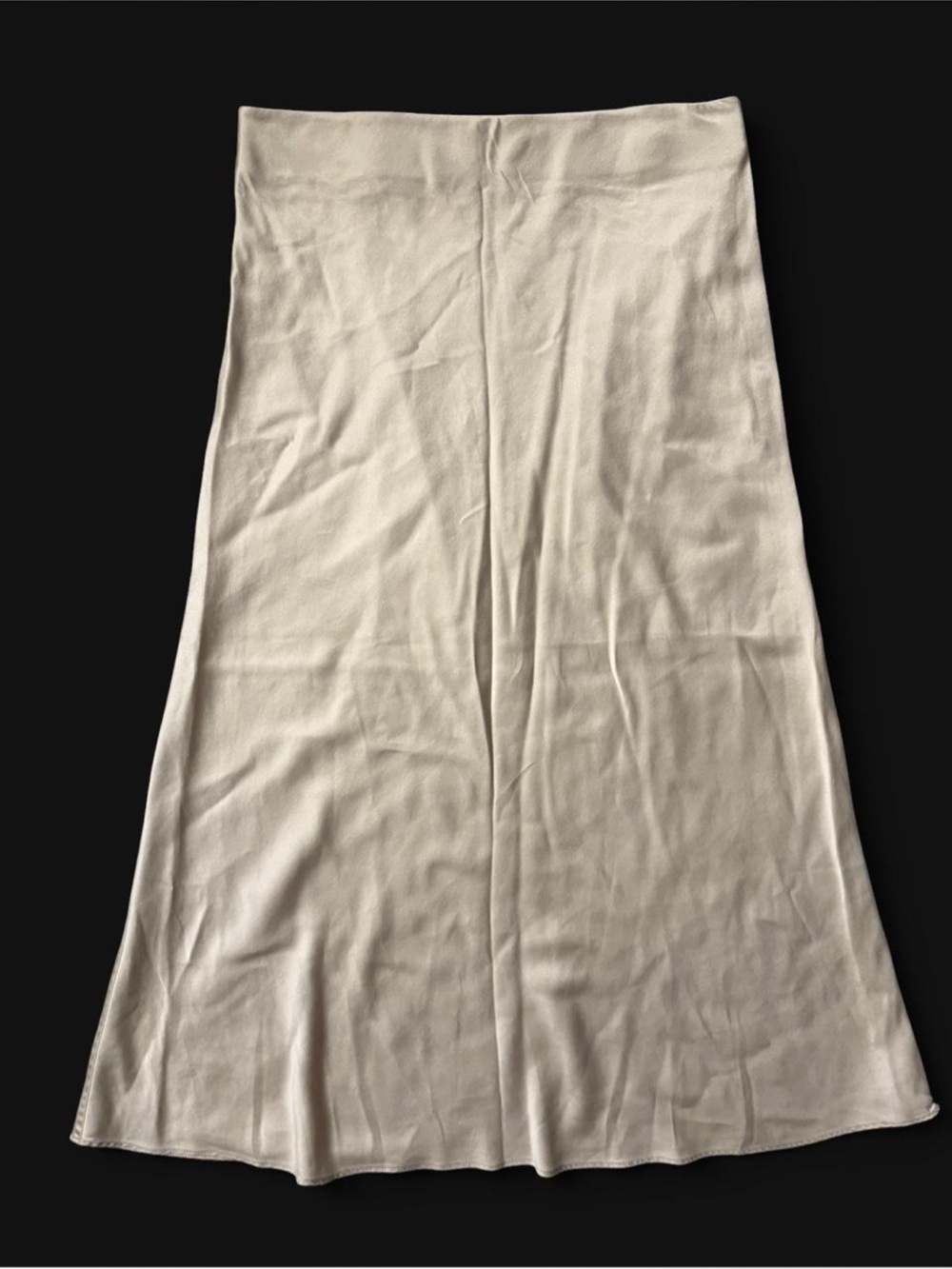 Quince Cream A-Line Champagne midi Skirt 100% silk - Picture 2 of 6